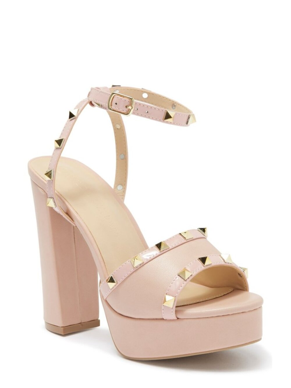 Nude Studded Platform Heeled Sandals 10